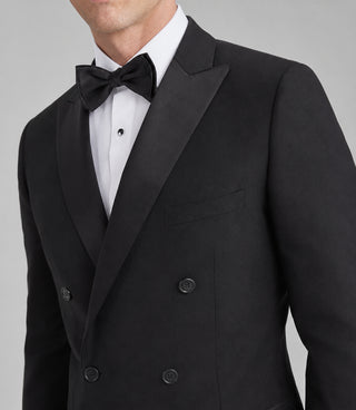 Men's Black Double Breasted Tuxedo Closeup - Suit Heritage