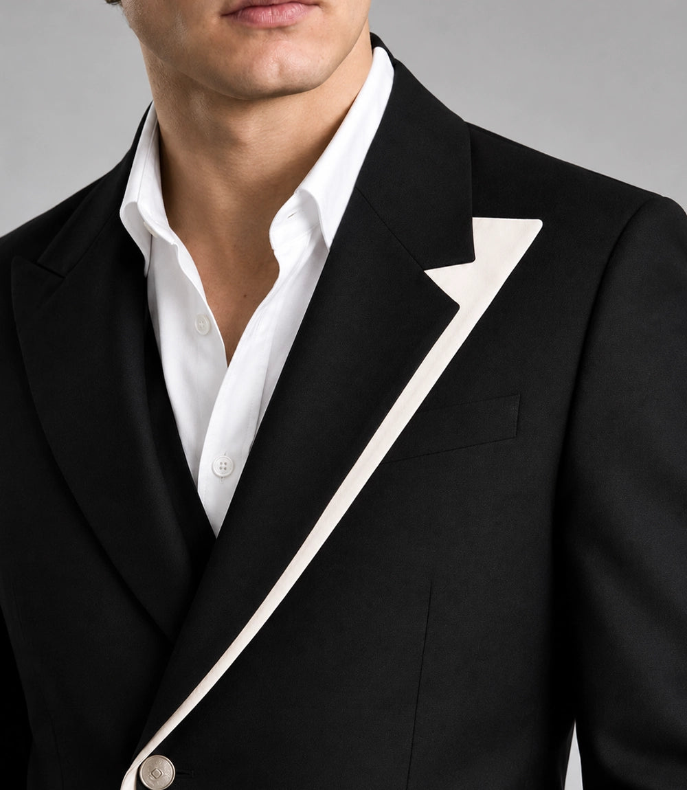 Men's Black Formal Groom Wedding Suit Closeup -  Suit Heritage