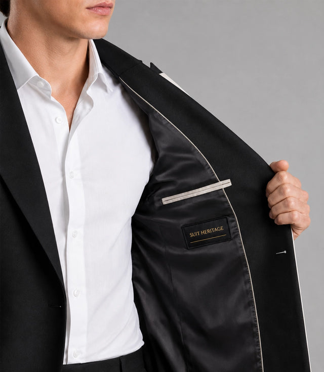 Men's Black Formal Groom Wedding Suit Inner -  Suit Heritage