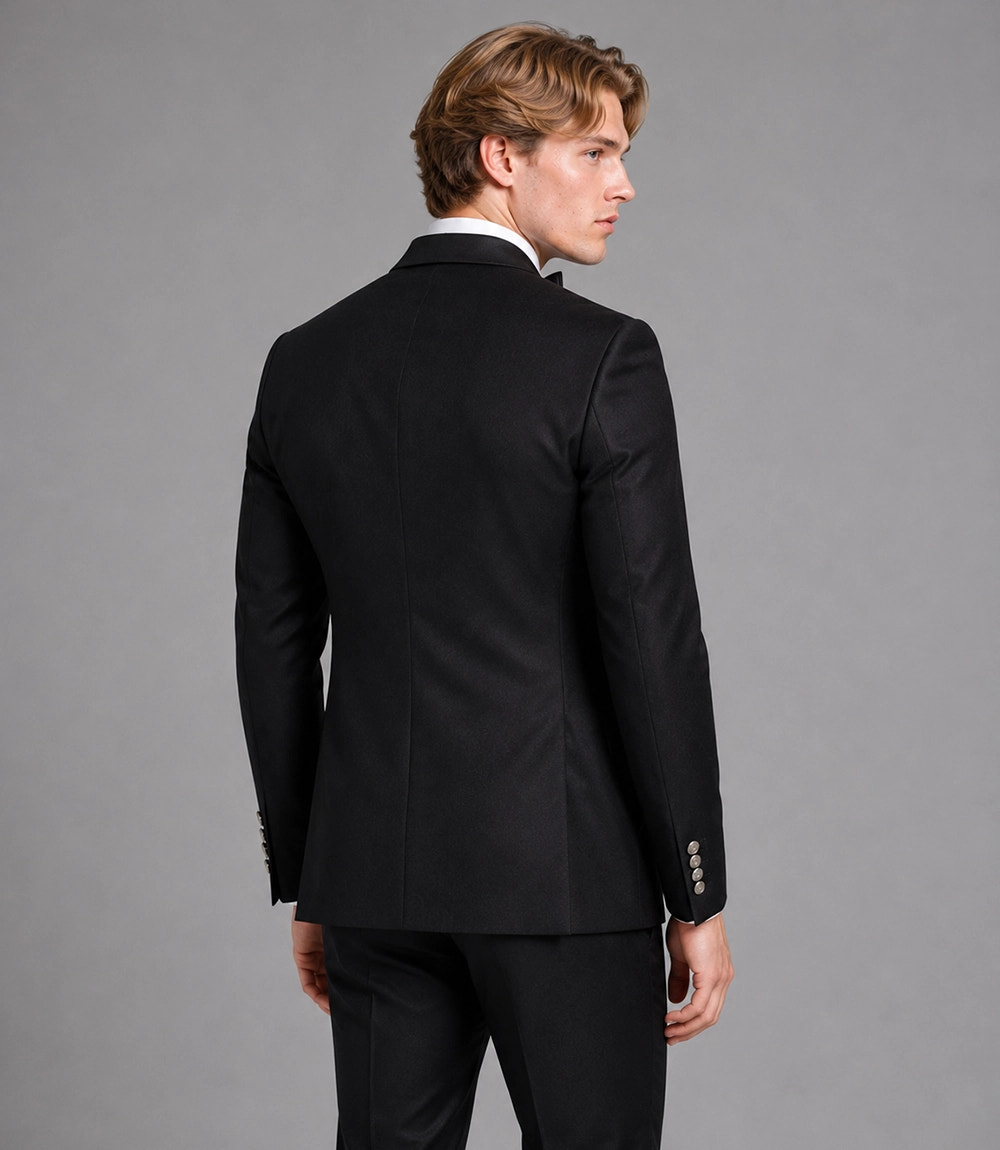 Men's Black Groomsmen Wedding Suit Back  -  Suit Heritage