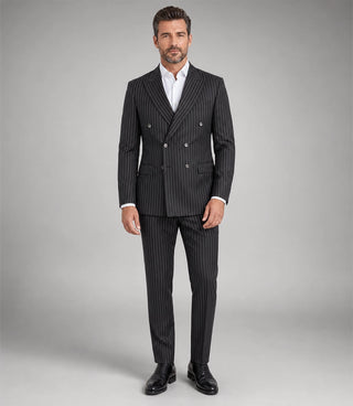 Men's Black Pinstripe Double Breasted Suit - Suit Heritage