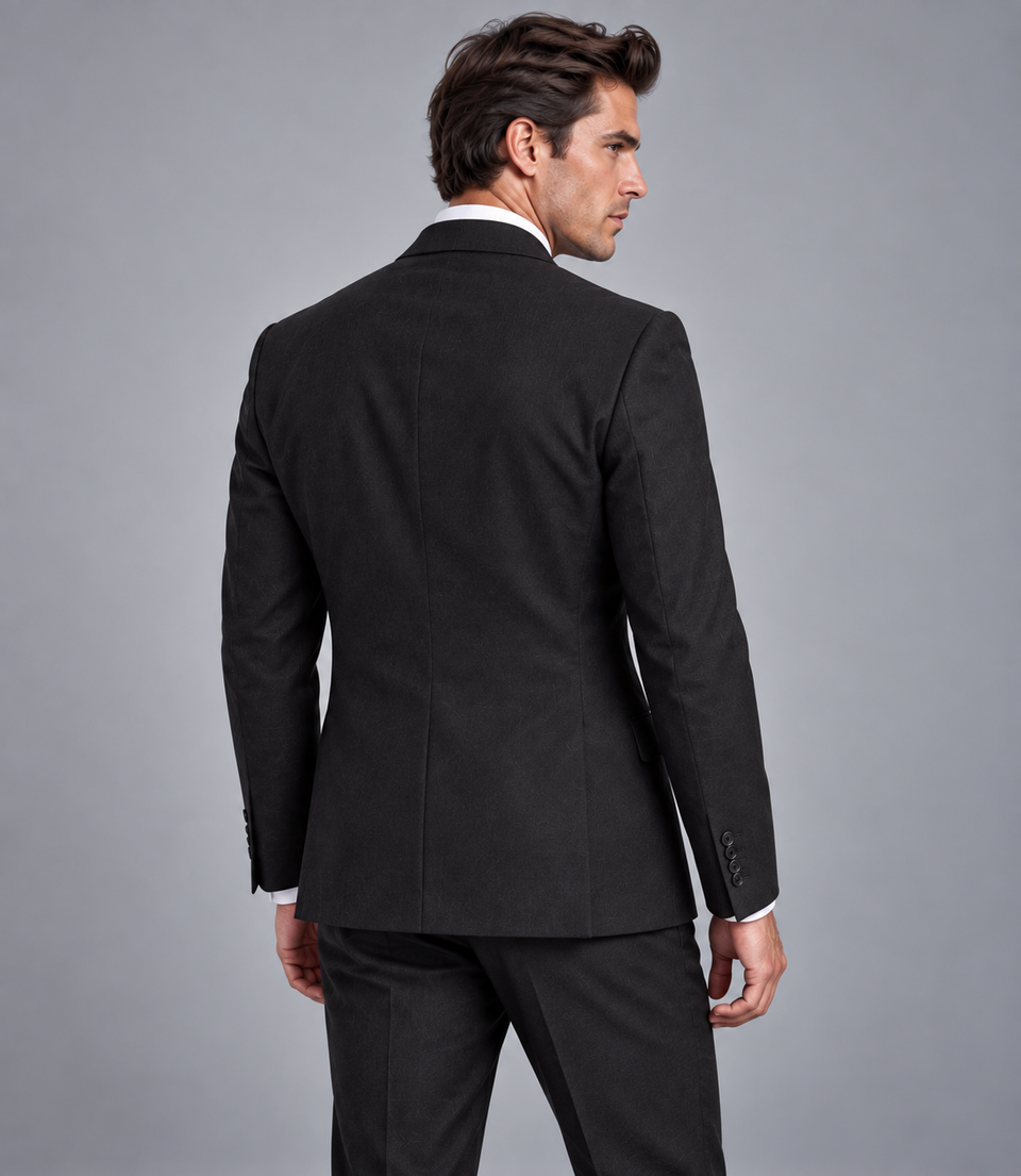 Men's Black Single Breasted Suit Back  -  Suit Heritage