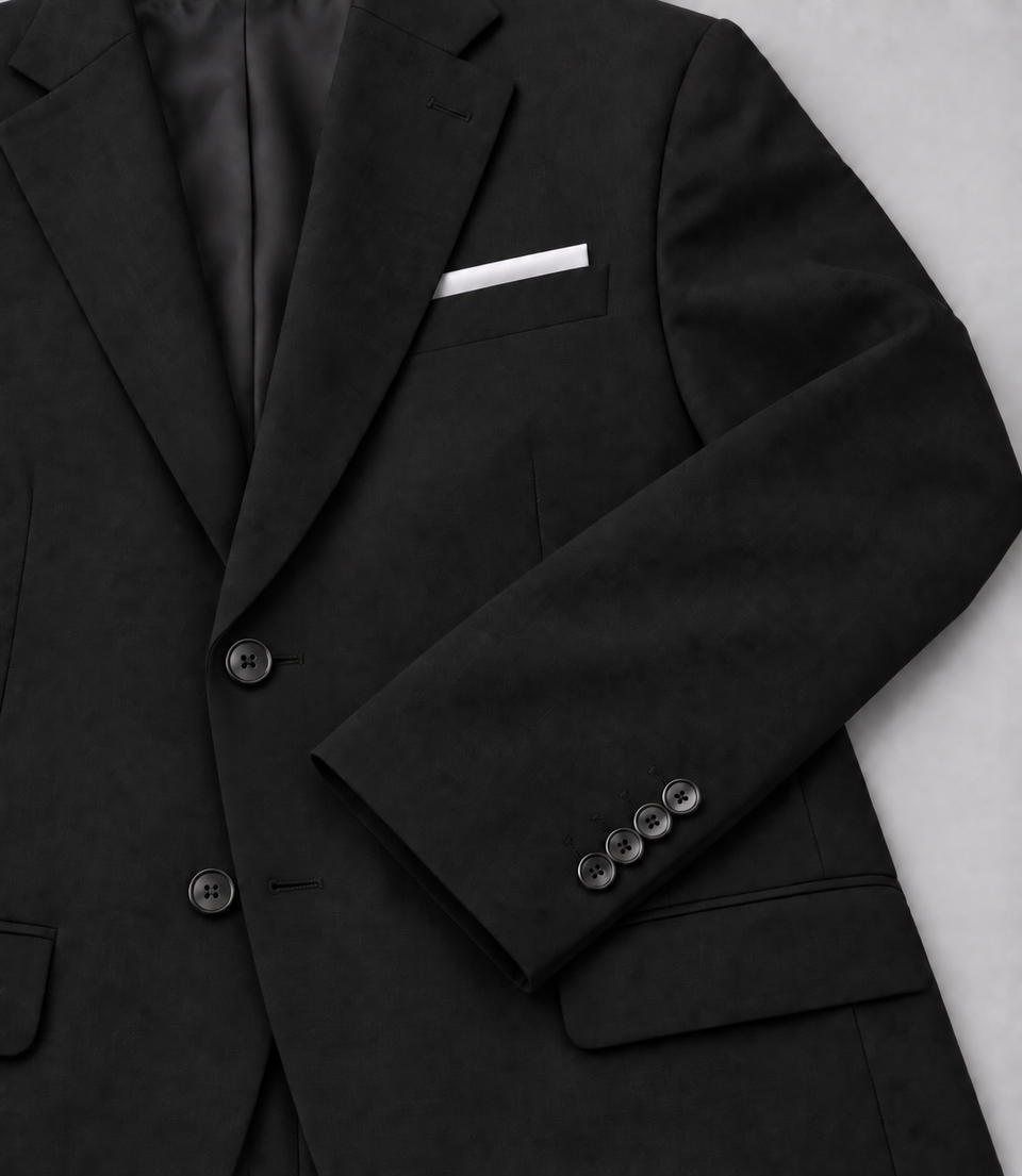 Men's Black Single Breasted Suit Fabric -  Suit Heritage