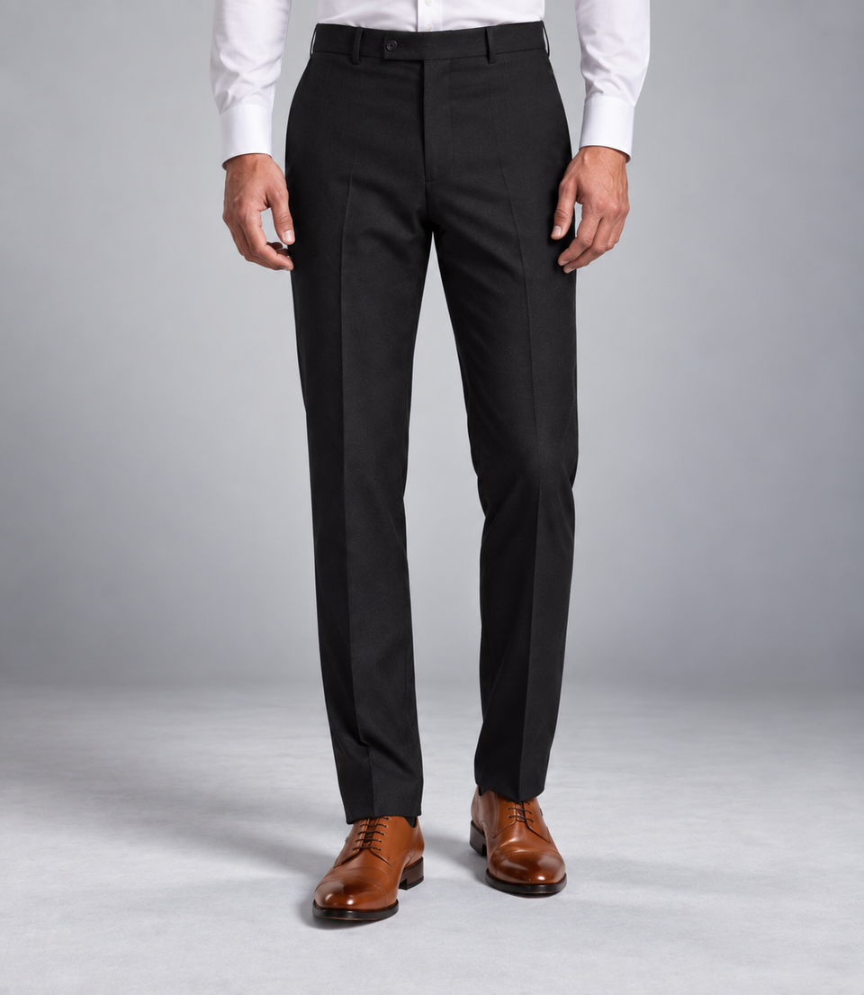 Men's Black Single Breasted Suit Pant  -  Suit Heritage