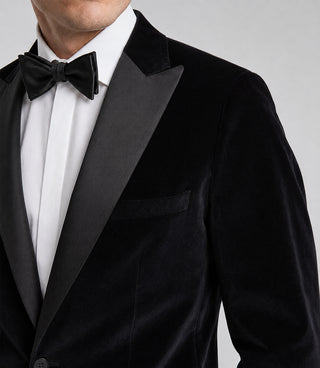Men's Black Velvet Tuxedo Closeup - Suit Heritage