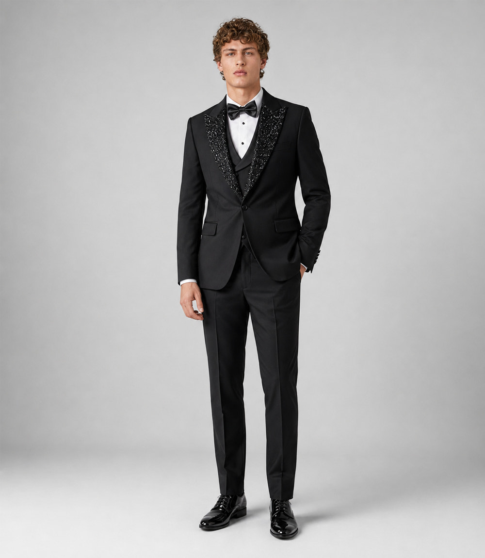 Men's Black Wedding 3 Piece Tuxedo - Suit Heritage