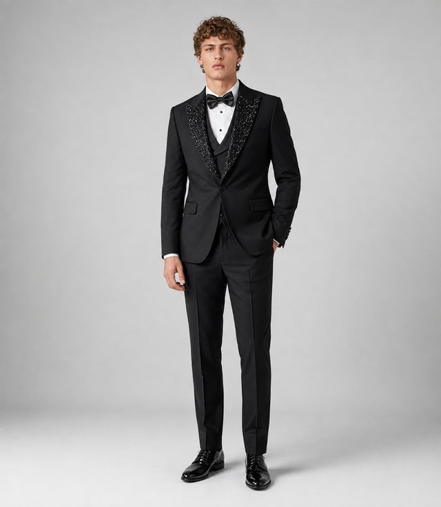 Men's Black Wedding 3 Piece Tuxedo - Suit Heritage