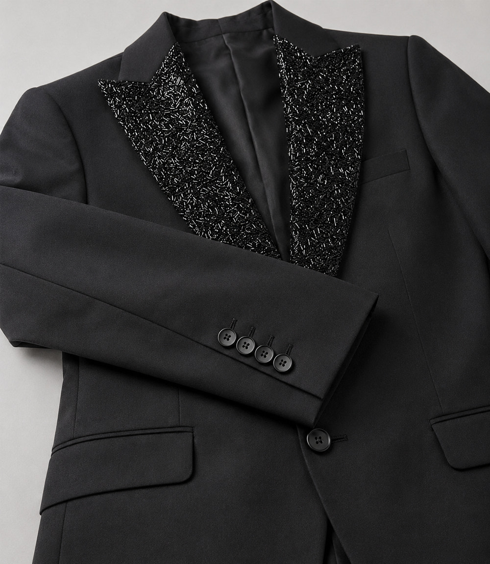 Men's Black Wedding 3 Piece Tuxedo Fabric - Suit Heritage