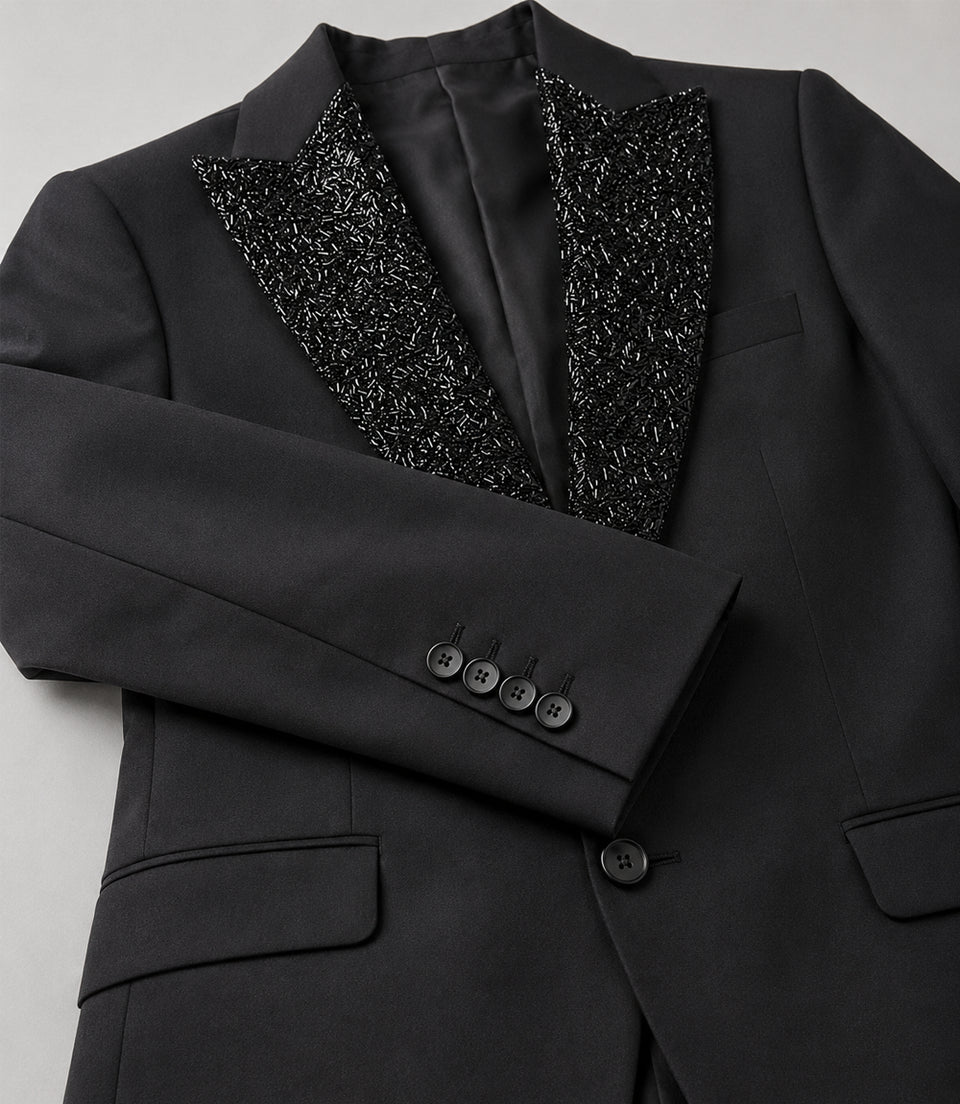 Men's Black Wedding 3 Piece Tuxedo Fabric - Suit Heritage