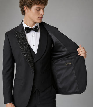 Men's Black Wedding 3 Piece Tuxedo Inner - Suit Heritage