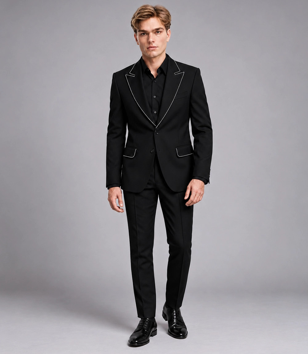 Men's Black Western 2 Piece Suit - Suit Heritage