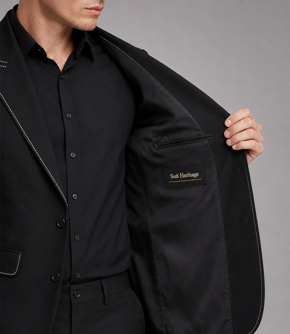 Men's Black Western 2 Piece Suit Inner - Suit Heritage
