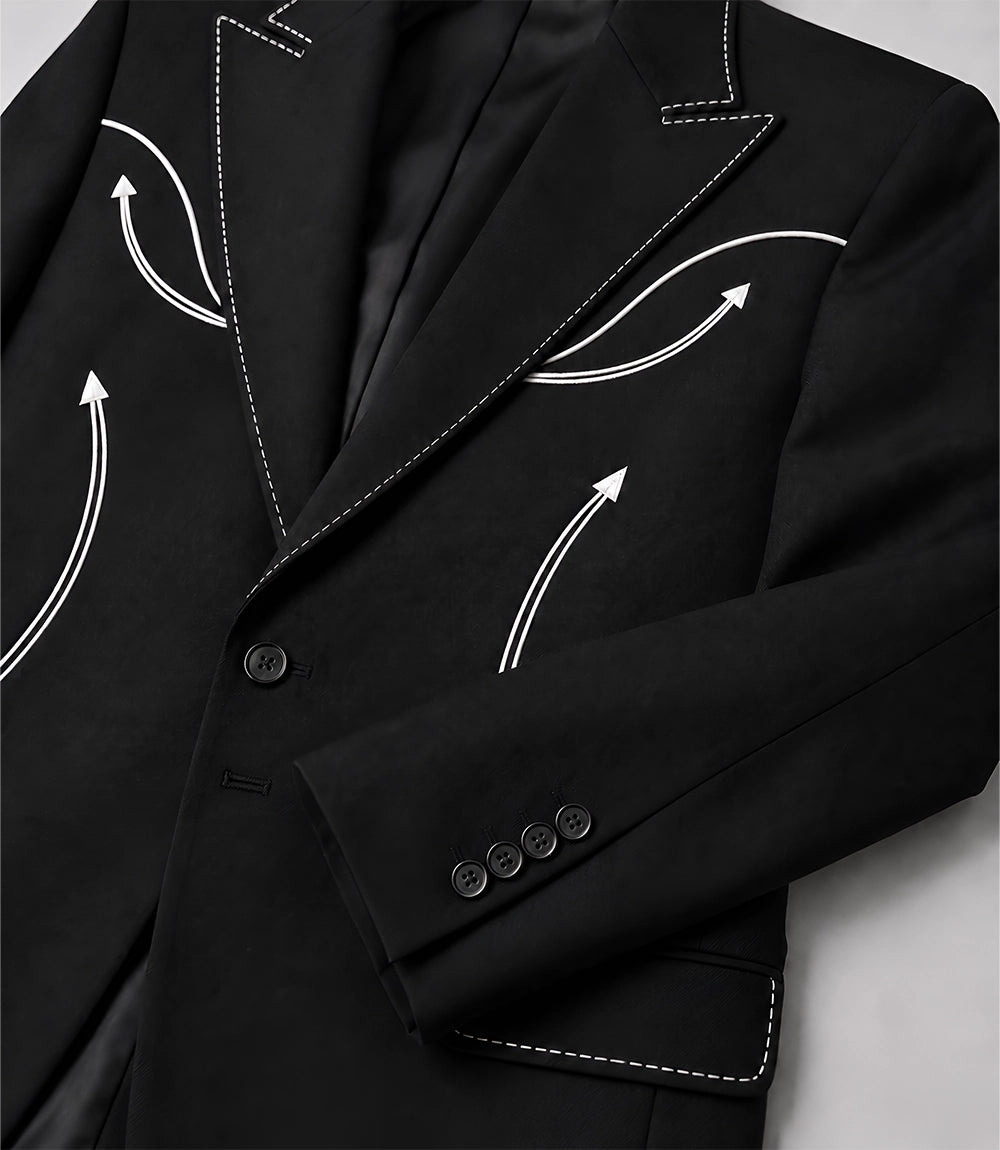 Men's Black Western Hand Embroidered Suit Blazer - Suit Heritage