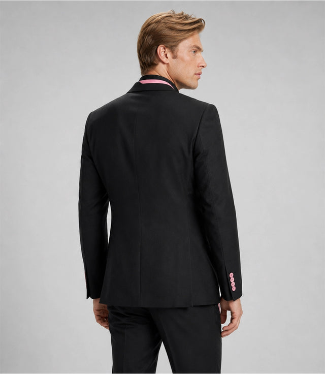 Men's Black and Pink Double Breasted Suit Back - Suit Heritage
