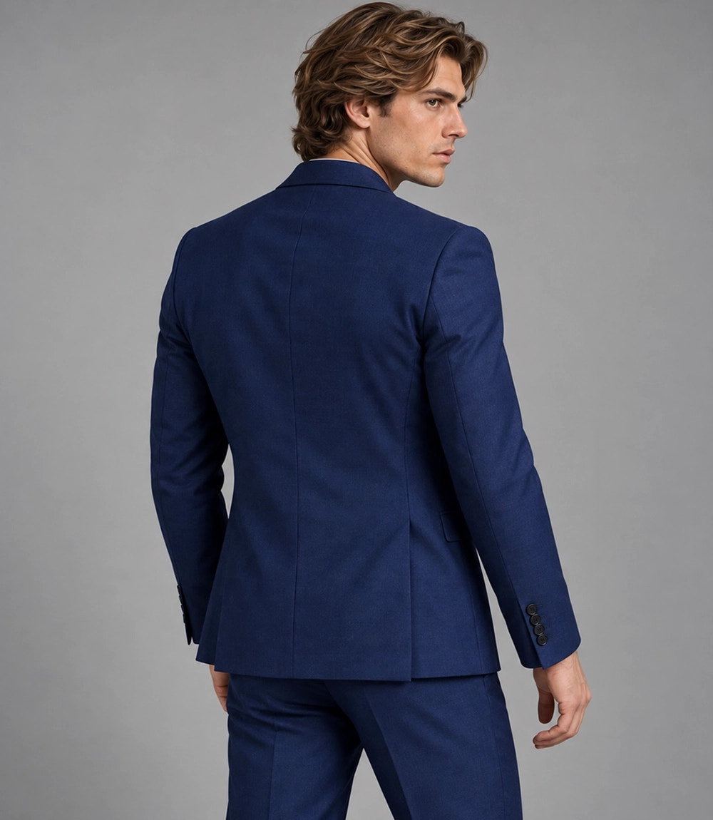 Men's Blue Casual  2 Piece Suit Back -  Suit Heritage