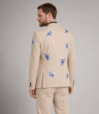 Men's Blue floral hand embroidered Suit Back - Suit Heritage