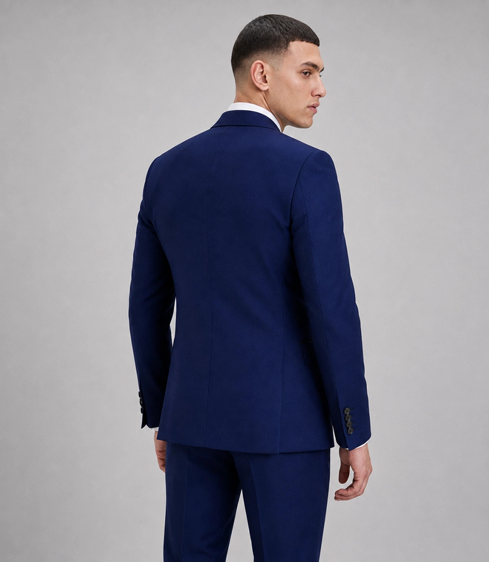 Men's Brilliant Blue Double Breasted Tuxedo Back - Suit Heritage