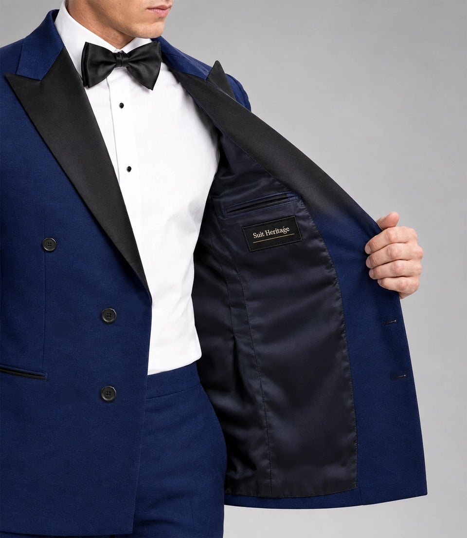 Men's Brilliant Blue Double Breasted Tuxedo Blazer Inner - Suit Heritage