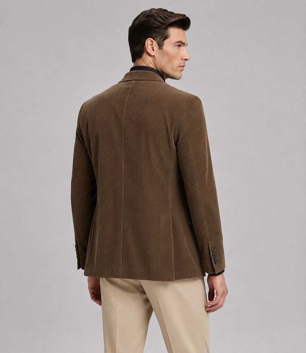 Men's Brown Corduroy 2 Piece Suit Back - Suit Heritage