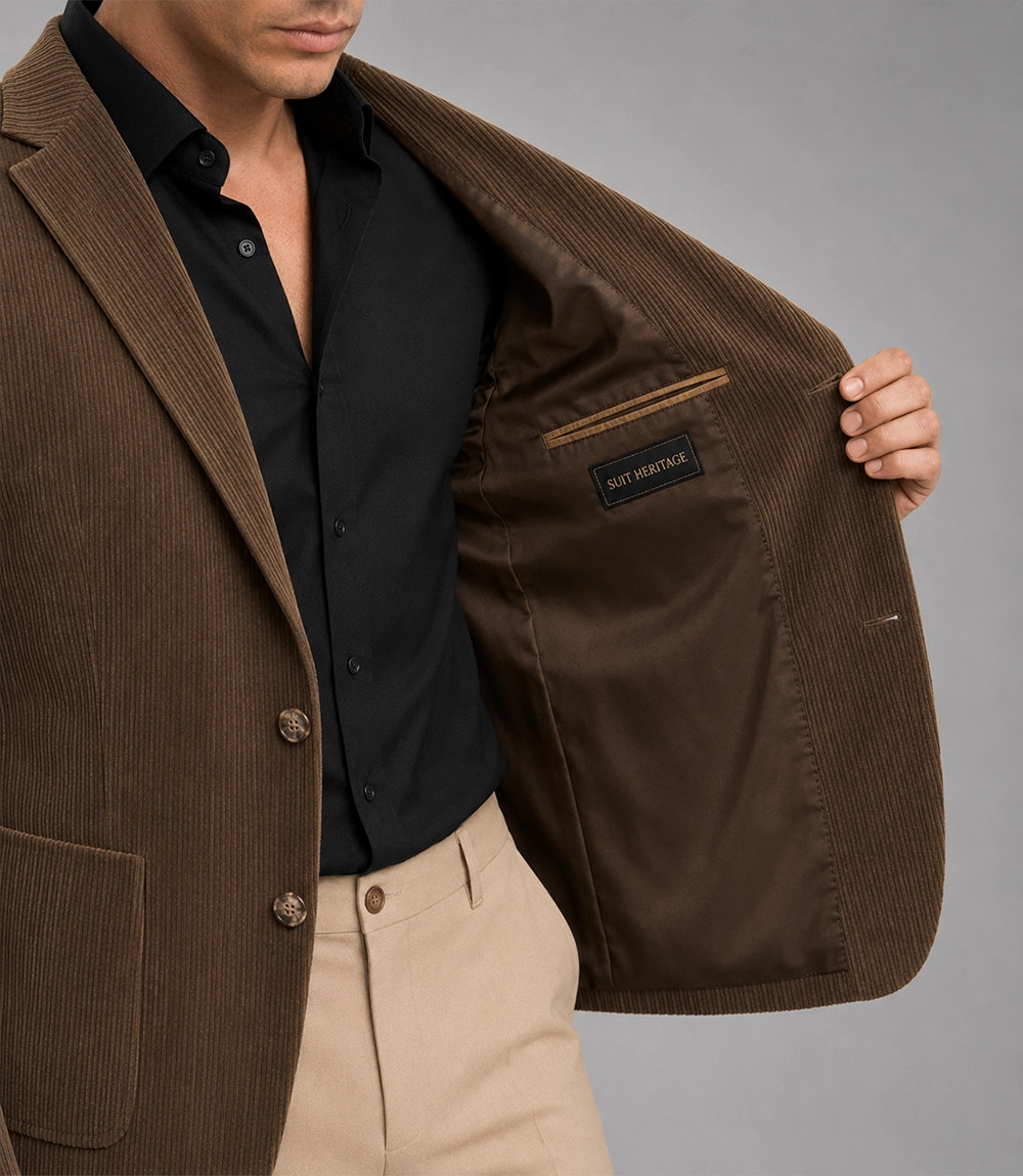 Men's Brown Corduroy 2 Piece Suit Inner - Suit Heritage