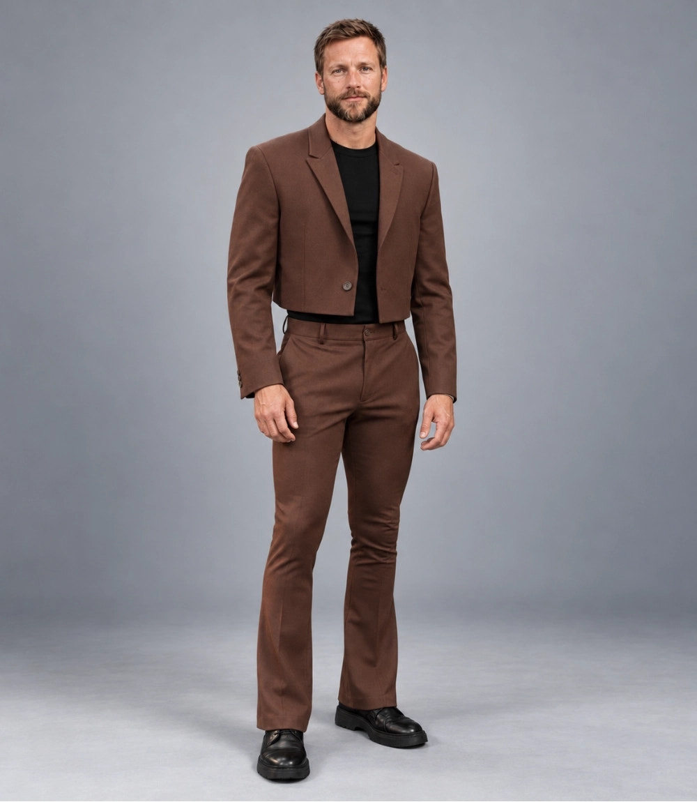 Men's Brown Cropped Blazer Suit -  Suit Heritage