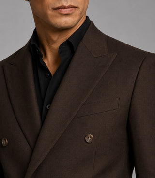 Men's Brown Double Breasted 2 Piece Closeup - Suit Heritage