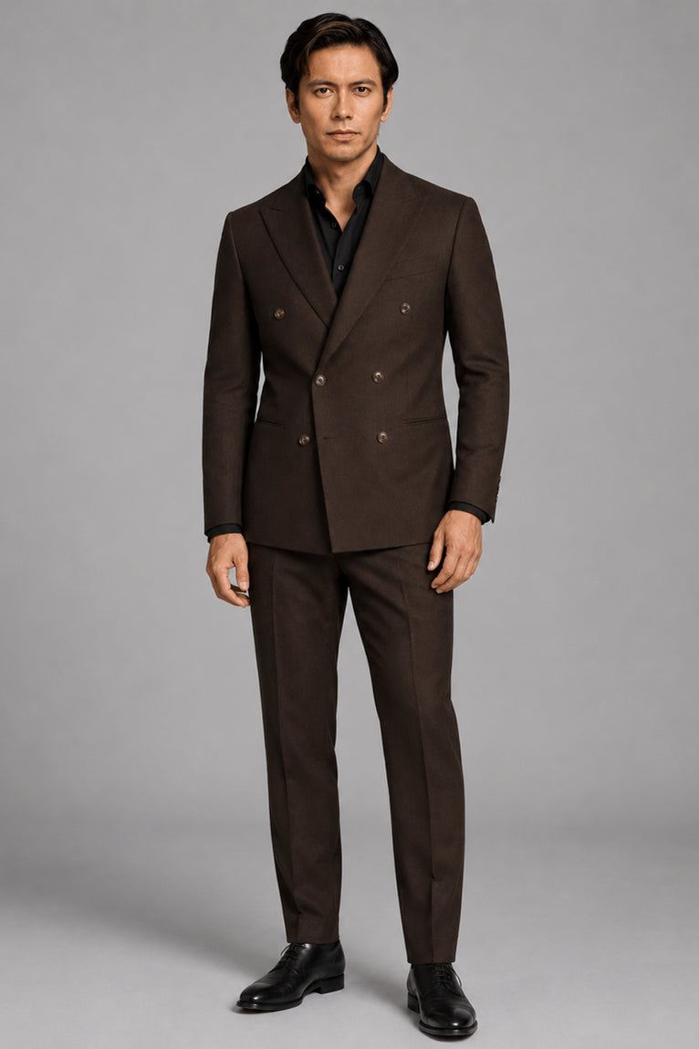 Men's Brown Double Breasted 2 Piece Suit - Suit Heritage