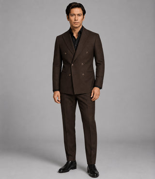 Men's Brown Double Breasted 2 Piece Suit - Suit Heritage