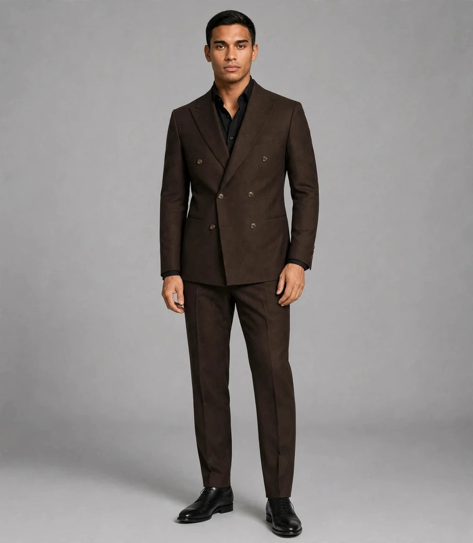 Men's Brown Double Breasted 2 Piece Suit -  Suit Heritage