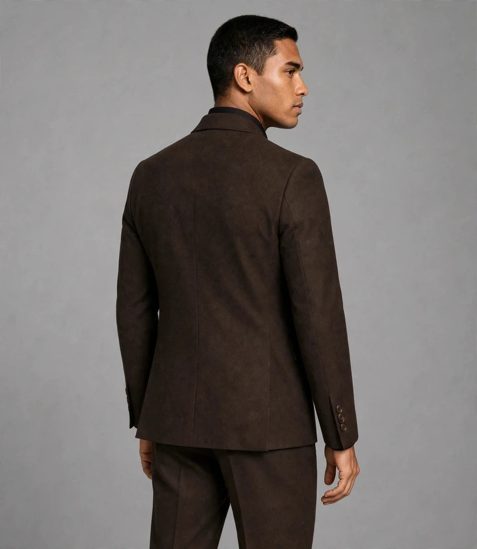 Men's Brown Double Breasted 2 Piece Suit Back  -  Suit Heritage