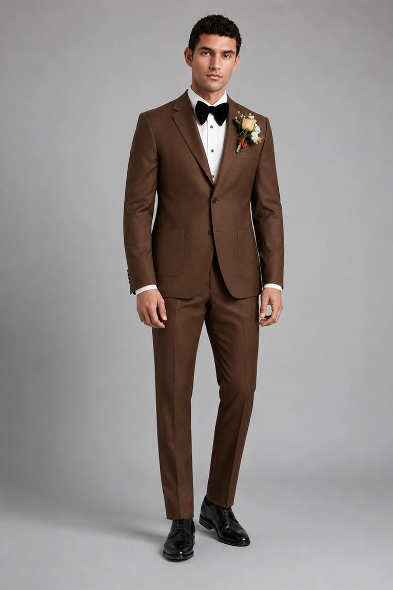 Men's Brown Groom Wedding 2 Piece Suit -  Suit Heritage