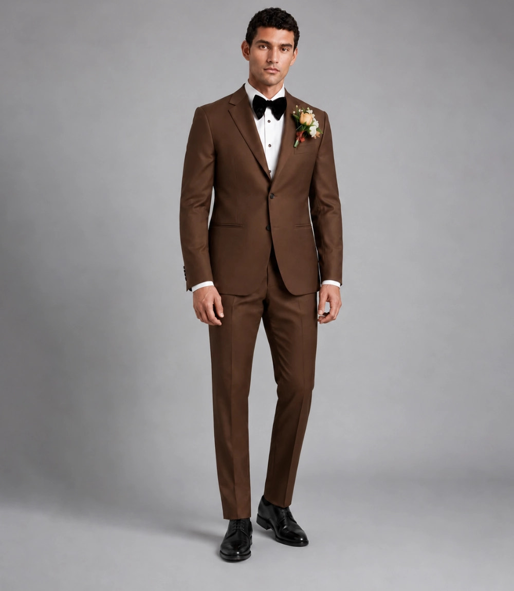 Men's Brown Groom Wedding 2 Piece Suit -  Suit Heritage