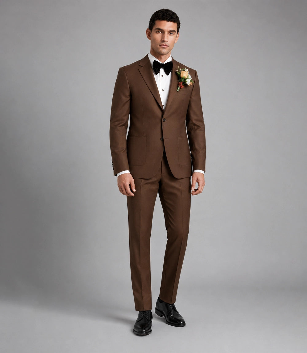 Men's Brown Groom Wedding 2 Piece Suit -  Suit Heritage
