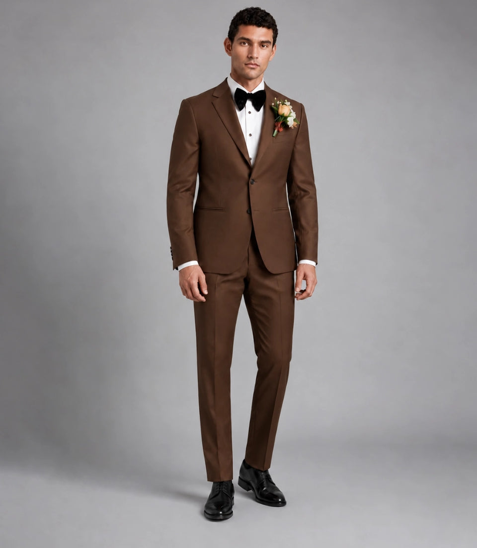 Men's Brown Groom Wedding 2 Piece Suit -  Suit Heritage