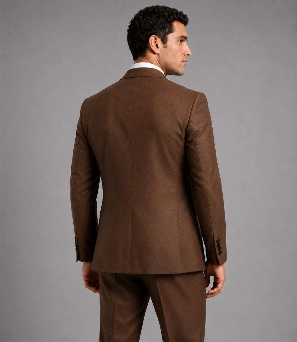 Men's Brown Groom Wedding 2 Piece Suit Back -  Suit Heritage