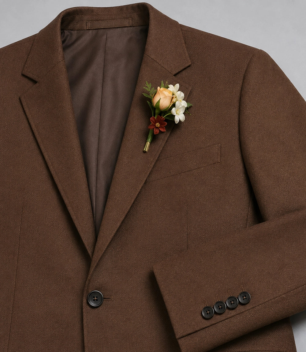Men's Brown Groom Wedding 2 Piece Suit Fabric -  Suit Heritage