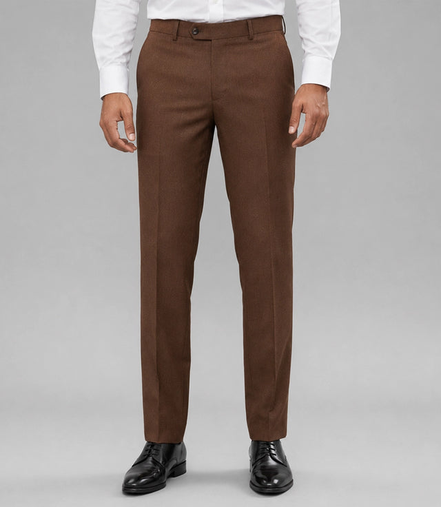 Men's Brown Groom Wedding 2 Piece Suit Pant - Suit Heritage