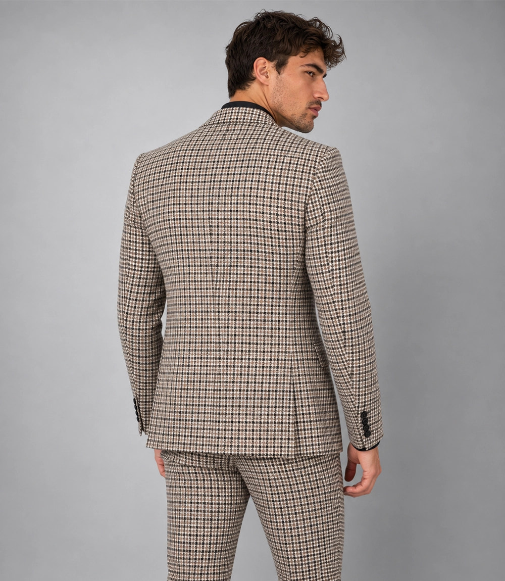 Men's Brown Houndstooth 2 Piece Suit Back - Suit Heritage
