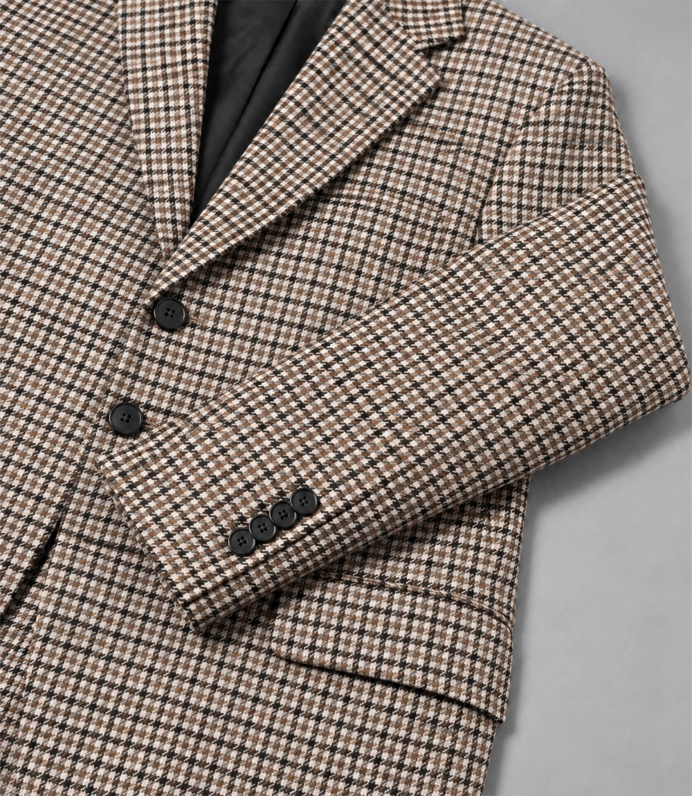 Men's Brown Houndstooth 2 Piece Suit Blazer - Suit Heritage