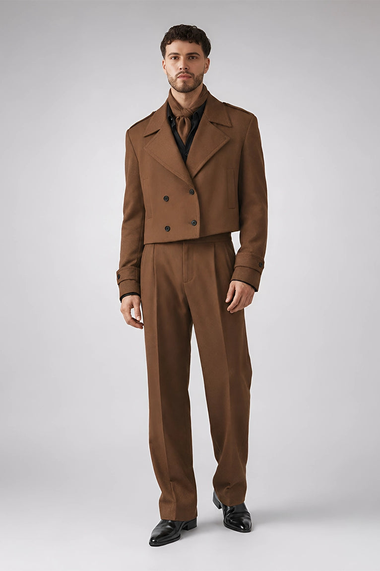 Men's Brown Oversized Cropped Suit - Suit Heritage