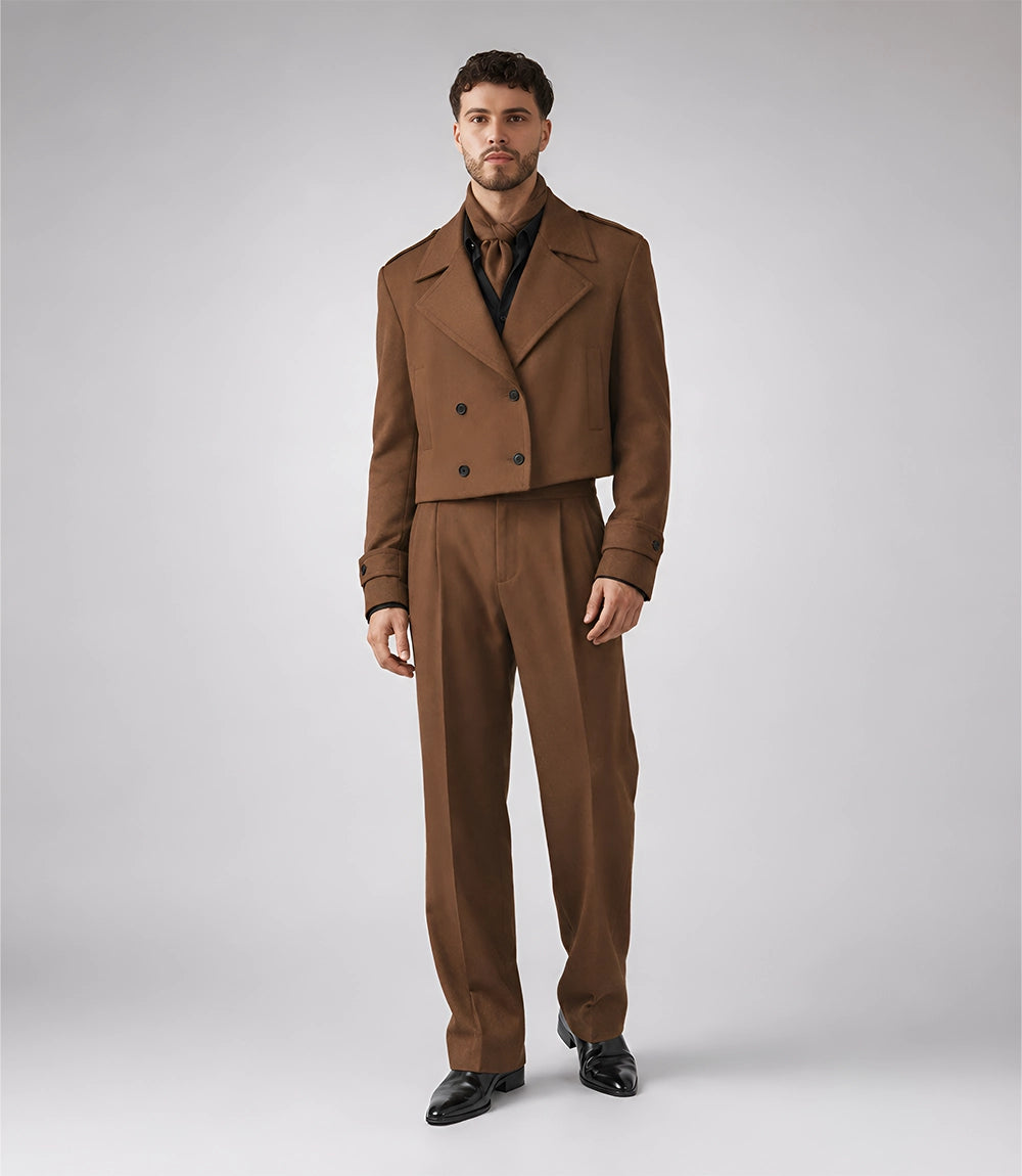 Men's Brown Oversized Cropped Suit - Suit Heritage
