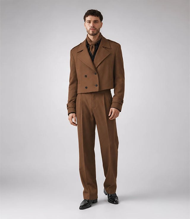 Men's Brown Oversized Cropped Suit - Suit Heritage