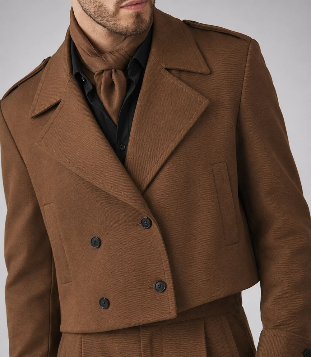 Men's Brown Oversized Cropped Suit Closeup - Suit Heritage