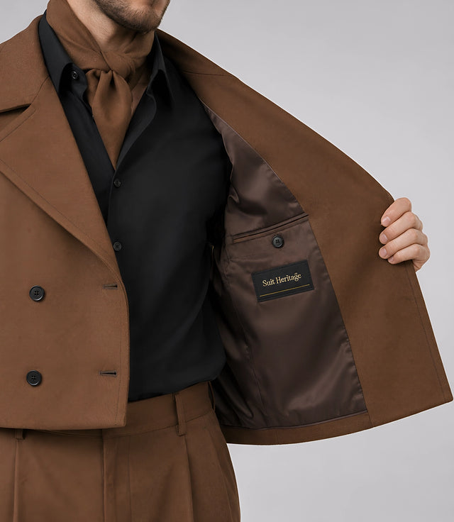 Men's Brown Oversized Cropped Suit Inner - Suit Heritage