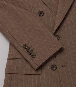 Men's Brown Pinstripe Double Breasted Suit Fabric - Suit Heritage