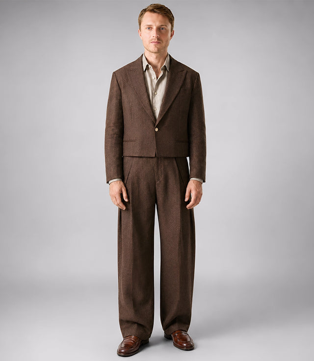 Men's Brown Relaxed Fit Cropped Suit - Suit Heritage