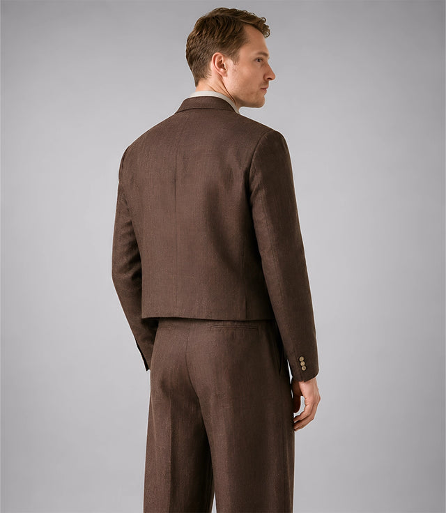 Men's Brown Relaxed Fit Cropped Suit Back - Suit Heritage