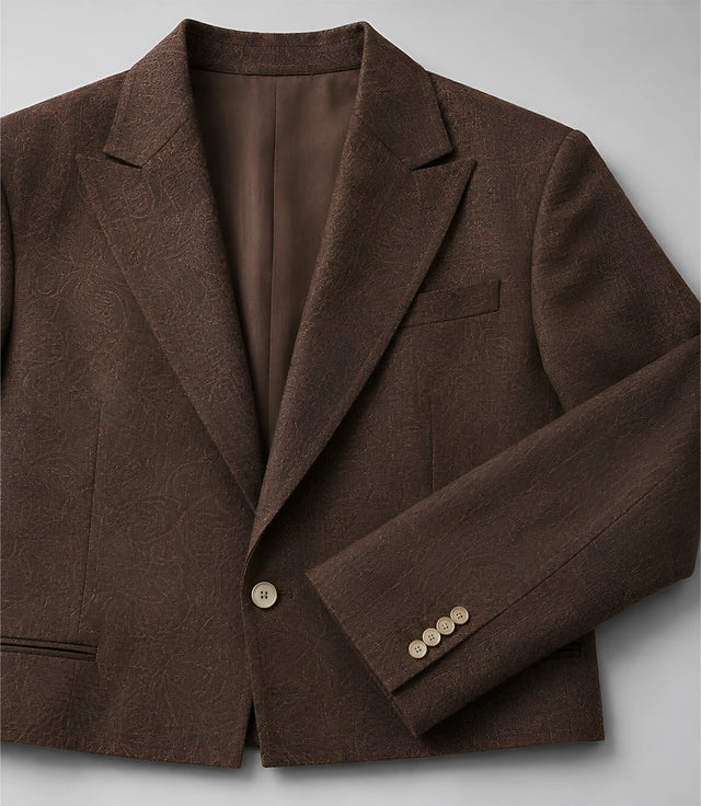 Men's Brown Relaxed Fit Cropped Suit Blazer - Suit Heritage