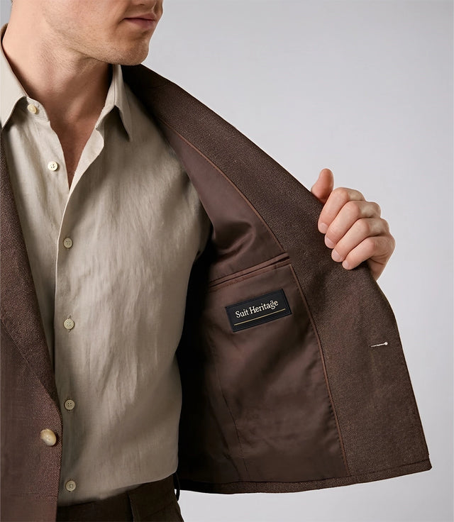 Men's Brown Relaxed Fit Cropped Suit Inner - Suit Heritage