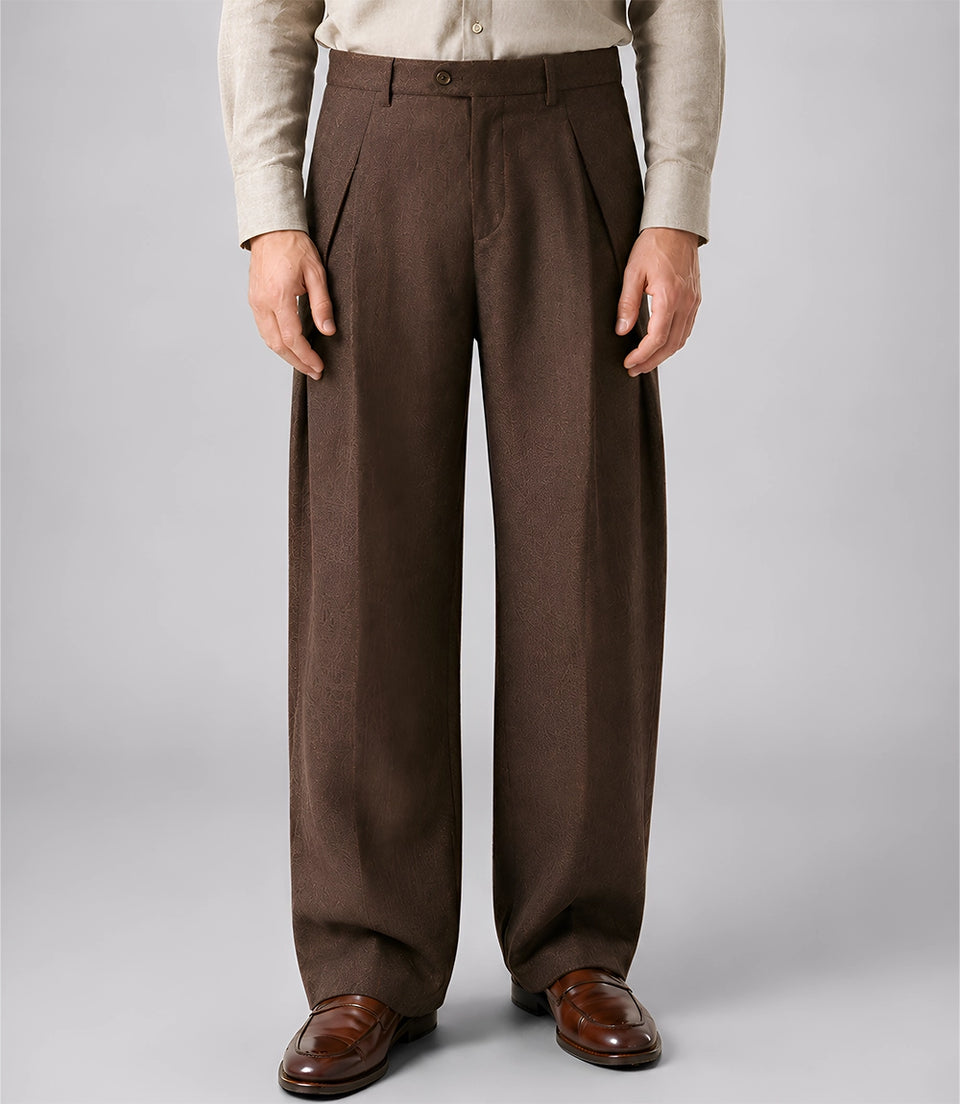 Men's Brown Relaxed Fit Cropped Suit Pant - Suit Heritage